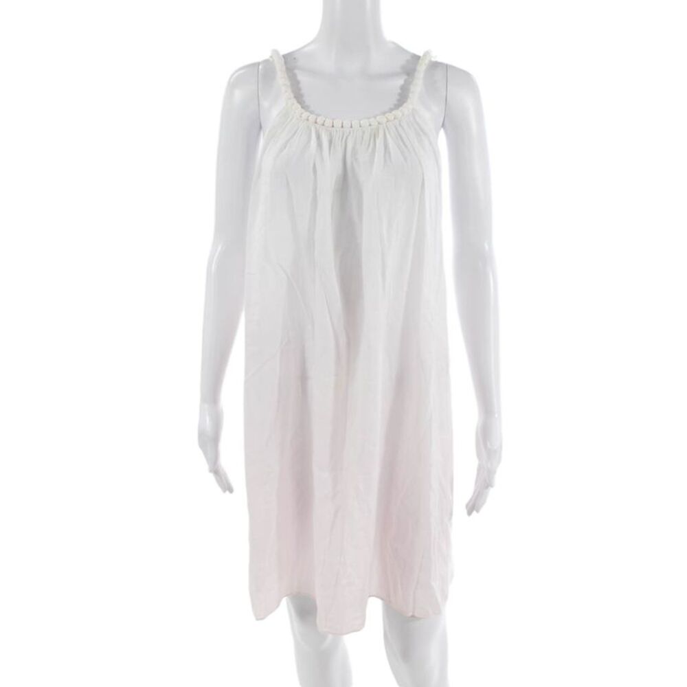 Sunuva Womens Cotton Scoop Neck Sleeveless Ombre A-Line Dress White Pink Size M